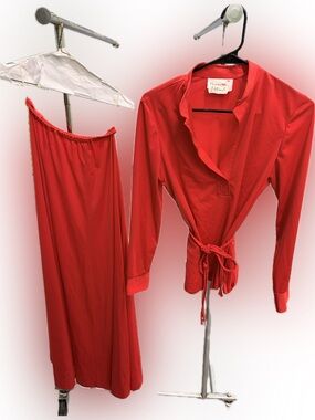 Country Miss size 14 Vintage Red Two-Piece Set - Wrap Top & Maxi Skirt